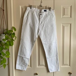 AG white linen cotton blend tapered leg capri pants 27R
